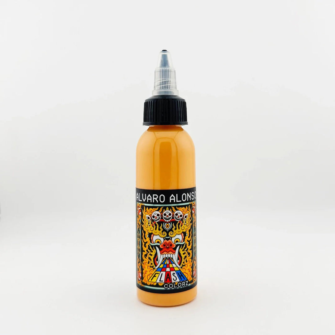 Bottle of Flash Colorz Alvaro Alonso Cocktail flesh in a white background