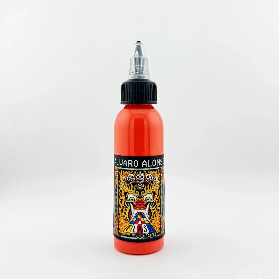 Bottle of Flash Colorz Alvaro Alonso Gum Pink in a white background