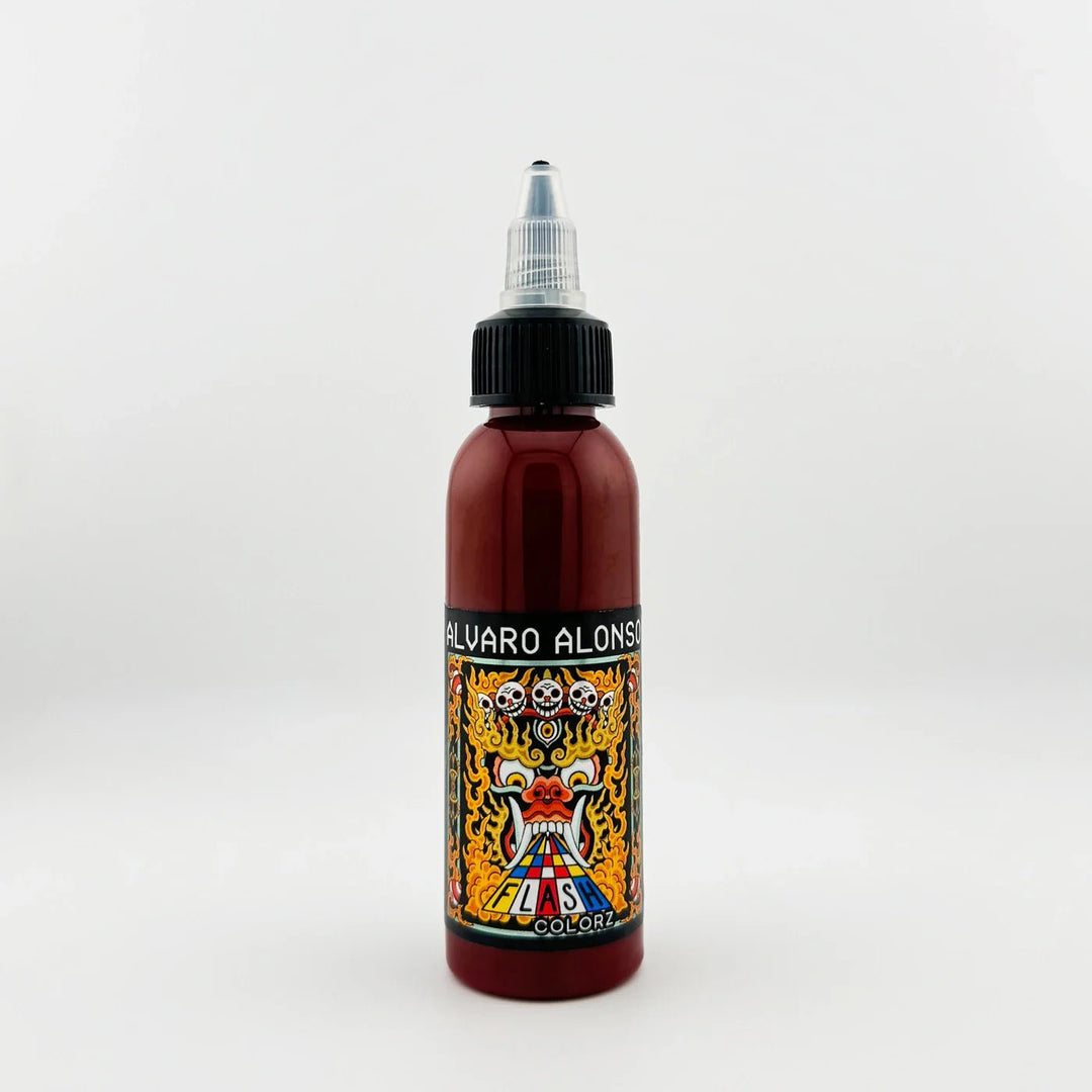 Bottle of Flash Colorz Alvaro Alonso Tinto Red in a white background