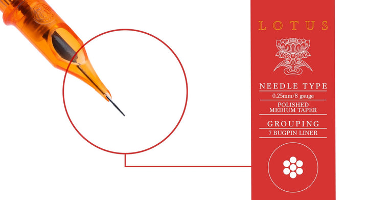 Lotus Cartridges Bugpin Liner BP7 - Tattoo Needle Cartridge - Zubi Supply
