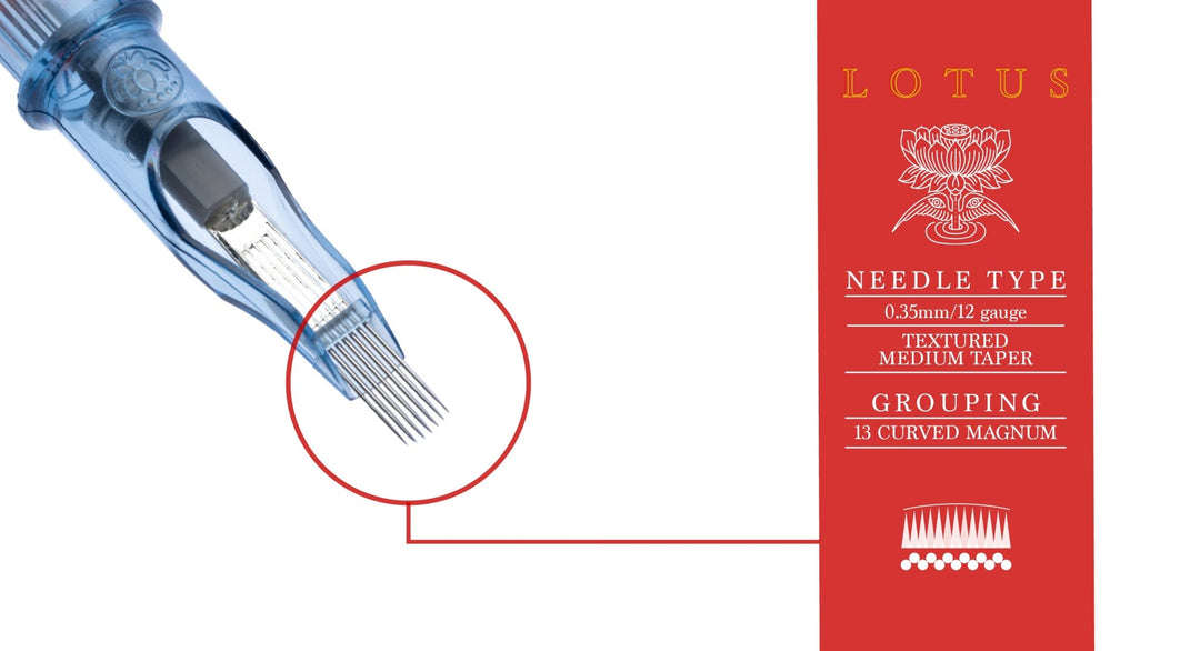 Lotus Cartridges Curved Magnum Medium Taper 13CM - Tattoo Needle Cartridge - Zubi Supply