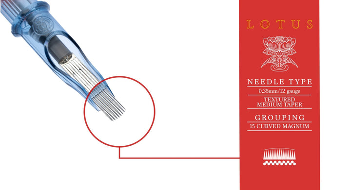 Lotus Cartridges Curved Magnum Medium Taper 15CM - Tattoo Needle Cartridge - Zubi Supply