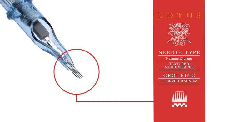 Lotus Cartridges Curved Magnum Medium Taper 7CM - Tattoo Needle Cartridge - Zubi Supply