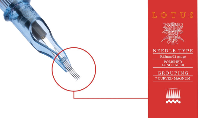 Lotus Cartridges Curved Magnum Medium Taper 7CMLT - Tattoo Needle Cartridge