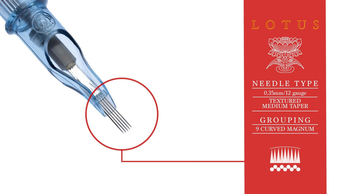 Lotus Cartridges Curved Magnum Medium Taper 9CM - Tattoo Needle Cartridge - Zubi Supply