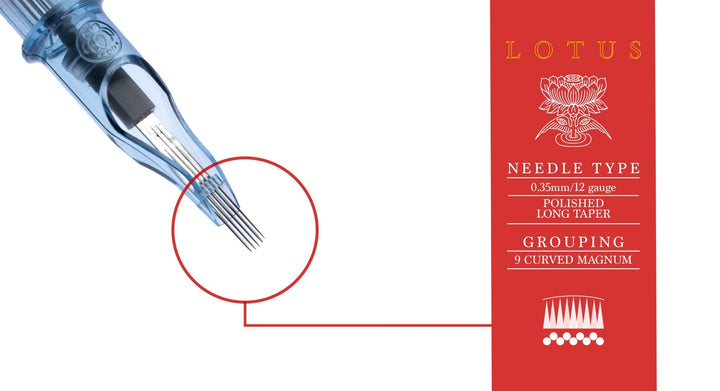 Lotus Cartridges Curved Magnum Medium Taper 9CMLT - Tattoo Needle Cartridge