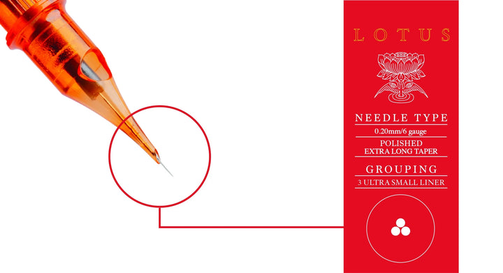 Lotus Cartridges Ultra Small Liner Long Taper USL3LT- Tattoo Needle Cartridge - Zubi Supply