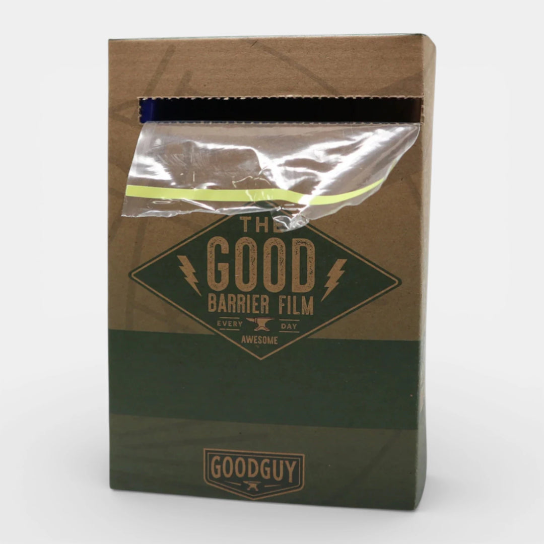 Detail of film sticking out of the Good barrier Film box